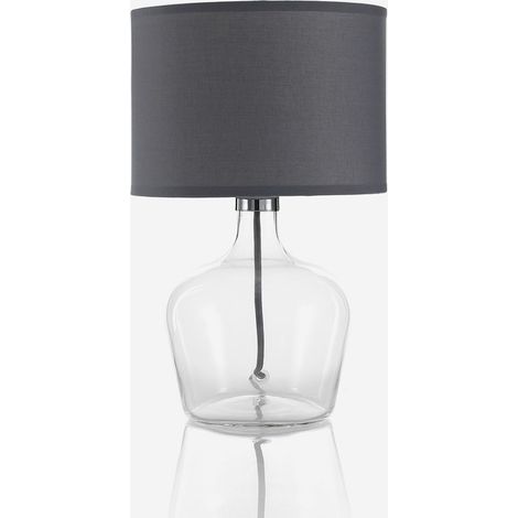 Design-Tischlampe aus Glas und Stoff Bruma - Grau