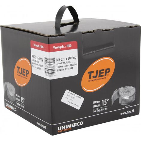2,1x50mm Ring feuerverzinkt MX Coilnägel für Tjep MX-50 Senco SCN34 Coilnagler 2,4M-EN12557