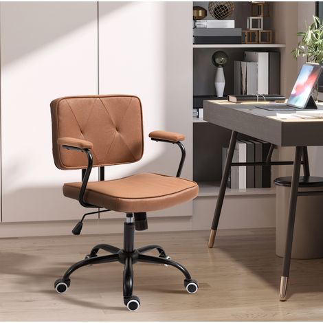 Silla de oficina 61x58x82-91 cm marrón con espuma acolchada y altura regulable (1/5)