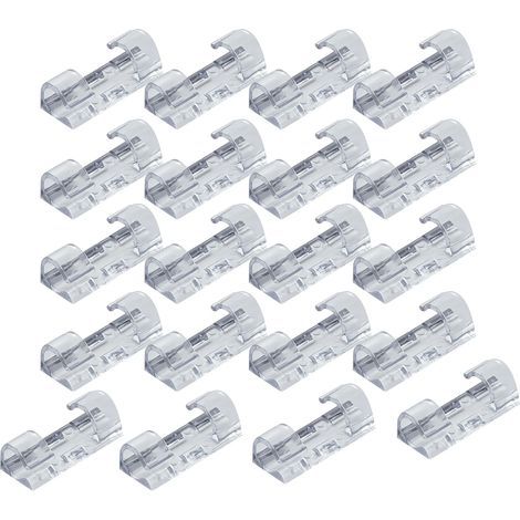 Lot de 20 clips de câble autocollants transparents pour une gestion optimale des câbles : support mural pour câbles TV/PC et organisateur de câbles de bureau.