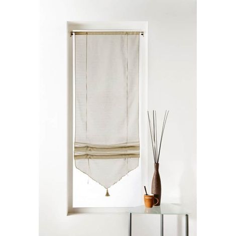 Store en pointe avec cordon - 45x165cm - Blanc