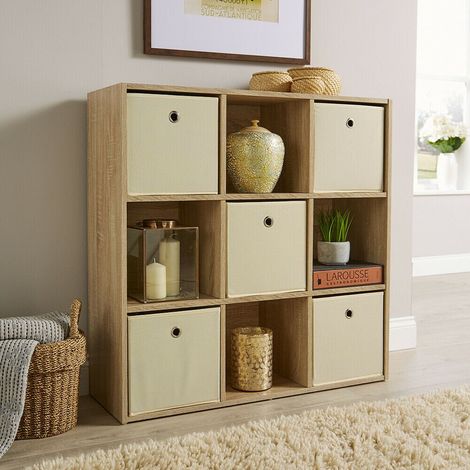 Storage Cube 9 Shelf Bookcase Wooden Display Unit Organiser Sonoma Oak Furniture (1/3)