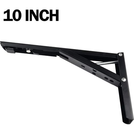 Supports d'angle triangulaires pliables et réglables (10 pouces) pour fixation murale, bancs, tables, étagères et meubles - Quincaillerie de support robuste (1/5)