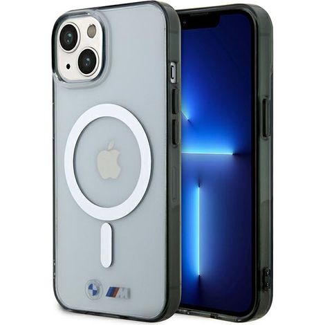 Funda BMW transparente rígida MagSafe con anillo plateado para iPhone 14 (1/5)