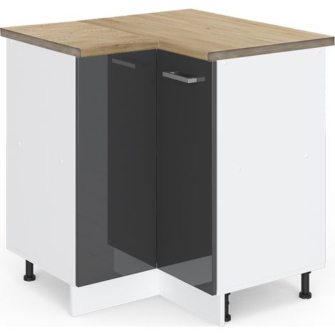 Meuble d'angle R-Line, Anthracite Haute brillance, 75.6 cm , PT Chêne, Vicco