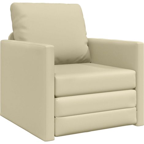 Canapé Sofa-Lit 60cm Crème Simili cuir (1/5)