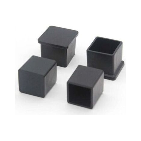 Set mit 10 quadratischen, rutschfesten Stuhlbeinkappen aus Gummi zum Schutz von Böden vor Möbeln und Tischen, 20 x 20 mm, Schwarz