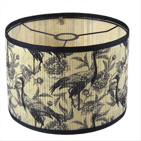 Abat-jour vert vif décoratif plante et oiseau, en forme de D, adapté aux lampadaires et lampes de table de chambre. (1/5)