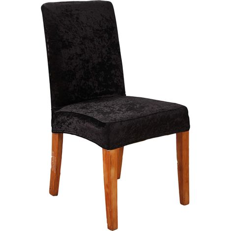 LEMROE Housses de Chaise de Bar 4 pièces, Velours Housse de Chaise Lavable Extensible et Amovible (le noir) (1/5)