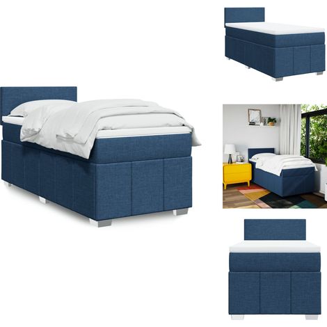 Boxspringbett mit Matratze Blau 100x200 cm Stoff - Boxspringbett - Boxspringbetten - Bett - Schlafzimmermöbel