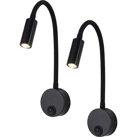 Lot de 2 lampes de lecture pour lit – Applique murale moderne et minimaliste, spot flexible à col de cygne, éclairage de travail, idéal pour la maison, l'hôtel ou le chevet (lumière chaude 3 000 K) (1/4)