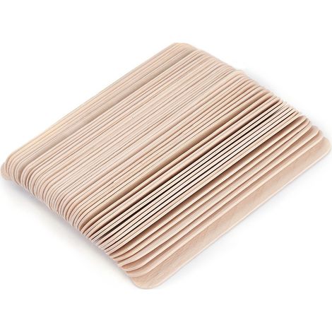 Boîte de 50 applicateurs de cire dépilatoire jetables en bois, type spatule. (1/5)