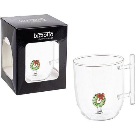 2x Tazza natalizia in vetro con box regalo, Corona "Glamorize" 8,5x11,5x10h (1/2)