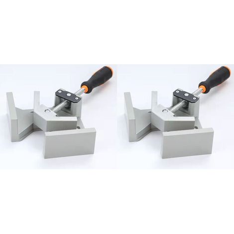 Corner Vise, [2 PACK] 90° Aluminum Alloy Right Angle Clamp, Double Handle Clamping Tool, Vice Holder with Adjustable Swivel Jaw - Silver Gray (1/5)