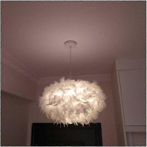 Lustre blanc à plumes E27 40W - diamètre 45 cm (1/4)