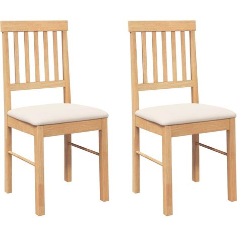 Sedie da Pranzo con Cuscini 2 pz in Legno Massello di Hevea vidaXL