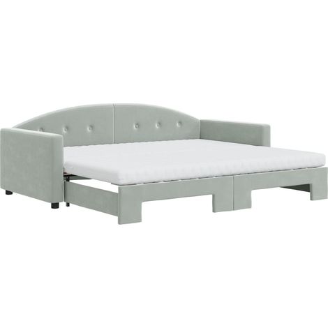 Maison Exclusive - Divano Letto Estraibile Materassi Grigio Chiaro 90x200 Velluto