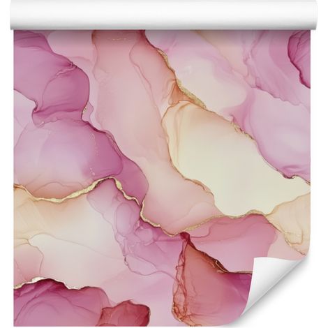 Papel pintado morado tinta, rosa empolvado y coral para salón y dormitorio, 50x1000 mm. (1/5)