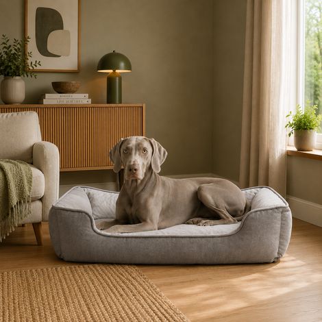 belviona Hundebett, wendbares Hundekörbchen mit 2-in-1 Funktion, weich gepolstert & pflegeleicht, 110x80 cm, hellgrau/dunkelgrau (1/5)