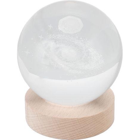 Veilleuse boule de cristal avec interrupteur à bouton filaire, boule de cristal décorative ronde 3D avec socle, pour la maison, système galactique, lumière chaude (1/5)