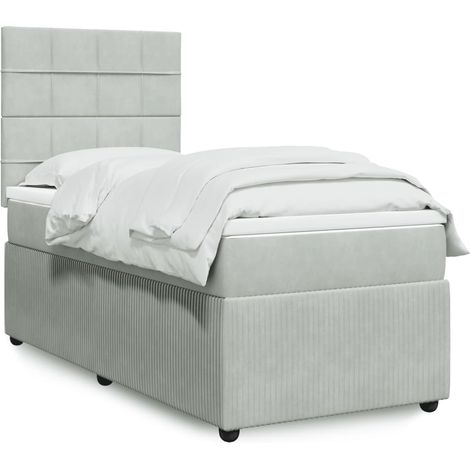 Boxspringbett mit Matratze Hellgrau 90x190 cm Samt vidaXL
