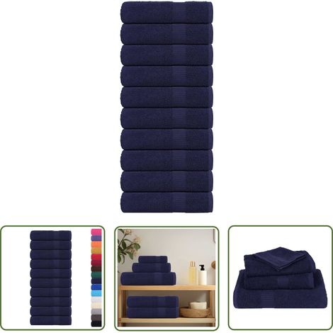 vidaXL Duschtücher 10 Stk. Marineblau 70x140cm 360 g/m² 100% Baumwolle