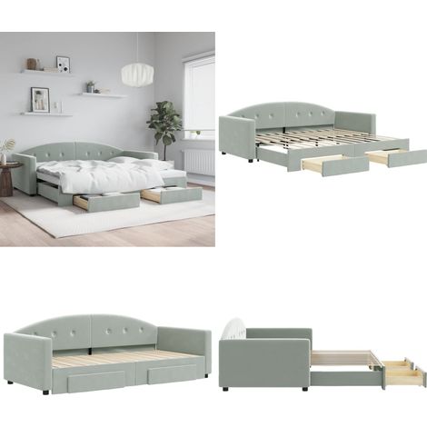 Lit de jour avec gigogne et tiroirs sans matelas 90x200 cm - Canapé Lit - Lit Gigogne - Lit D'appoint - Meuble Multifonctionnel - Rangements Intégrés - Home & Living (1/5)
