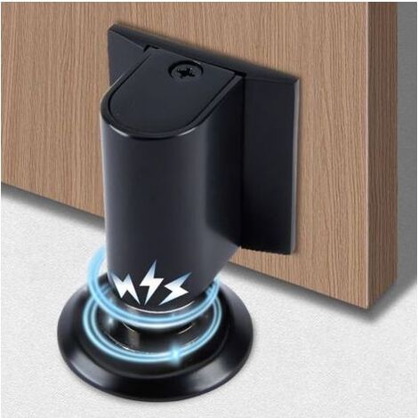 Bloque Porte Cale Porte Bloc Porte, Butee de Porte Stop Porte, Magnétique en Métal Butée de Porte, Arret de Porte Arrêt de Porte, Cale Porte Sol Butée de Porte Solide Avec Adhésif et Vis,Noir (1/5)