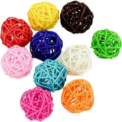 Lot de 20 boules en rotin de 3 cm, idéales pour les oiseaux comme les perruches, les conures, les hamsters et autres animaux de compagnie. Parfaites pour les loisirs créatifs et le bricolage. Accessoi (1/5)