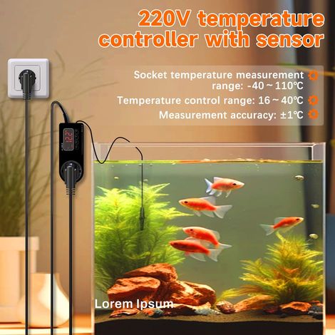 Termostato per terrario Termostato a spina Termostato giorno/notte per terrario con sonda di temperatura per acquari e rettili (1/4)