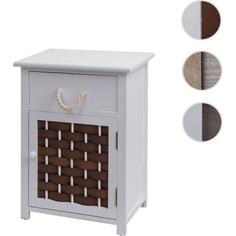 Commode HWC-K83 - armoire à tiroirs - bois 55x39 -5x28 -5cm - gris - poly rotin gris foncé (1/5)