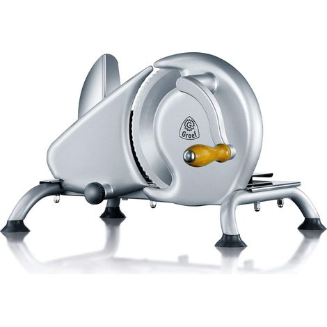 Graef H9 Affettatrice manuale multiuso, lama seghettata Ø190 mm acciaio inox, taglio 0–15 mm, struttura in metallo, manovella, facile uso, per pane – Made in Germany, argento
