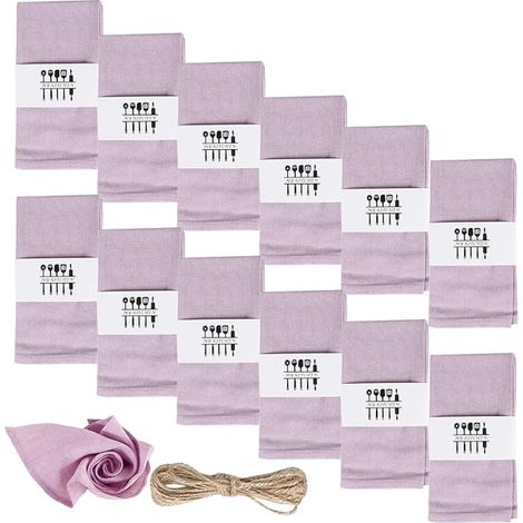Cloth Napkins 40 x 40 cm Cotton Cloth Napkins Table Decoration Wedding Birthday Kitchen (Light Purple) (1/5)