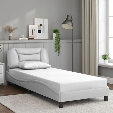 Cadre de lit sans matelas-Structure de lit blanc 90x190 cm similicuir 409840 (1/5)