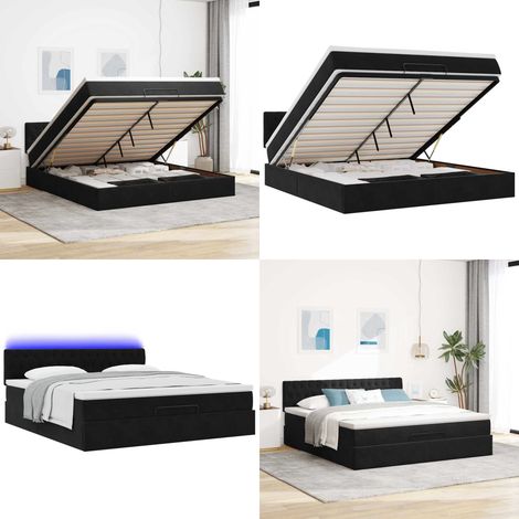 vidaXL Ottoman-Bett mit Matratze & LEDs Schwarz 160x200 cm Samt (1/5)