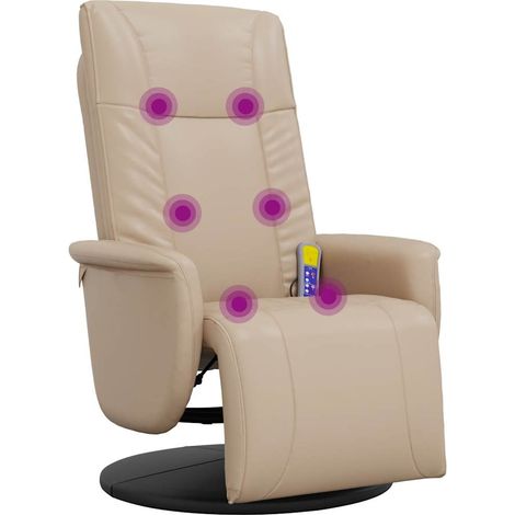 Poltrona Reclinabile Massaggi Poltrona Relax Poggiapiedi Cappuccino Similpelle (1/4)