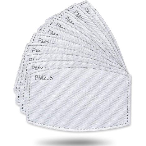 Packung mit 50 austauschbaren 5-lagigen Aktivkohlefiltern aus Vliesstoff, PM2.5, für Frauen, Männer und Kinder, Format 12 x 8 cm (1/5)