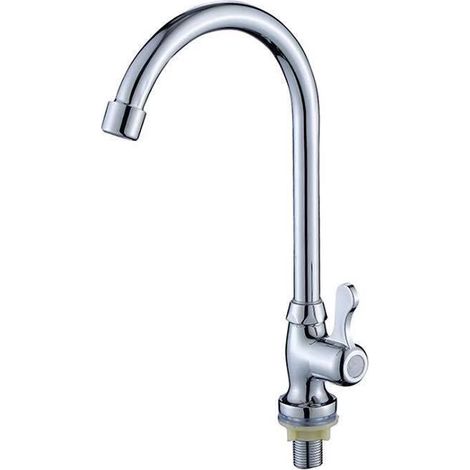 Grifo vertical giratorio universal con cuello largo para fregaderos y lavabos de cocina con un solo chorro de agua fría. (1/3)