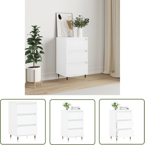 The Living Store Buffet blanc 40x35x70 cm bois d’ingénierie - Buffet - Meuble De Rangement - Armoire - Commode - Design Moderne (1/5)