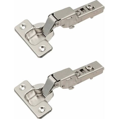 – Lot de 2 charnières invisibles à clip pour porte de meuble – Angle d'ouverture 110° – Pose semi-applique – Entraxe 45mm (1/2)