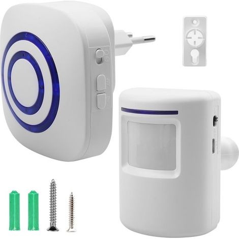 Dailygoody, Alarma de movimiento inalámbrica, Timbre con sensor PIR, Alcance de hasta 70 metros, Sistema de seguridad, Fácil instalación (1/5)