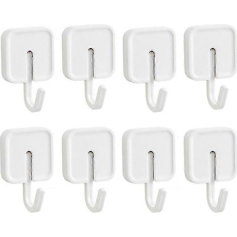 Ensemble de 8 crochets muraux multifonctions, adhésif réglable à 90°, sans perçage, style moderne, pour brosse de douche et éponge. (1/5)