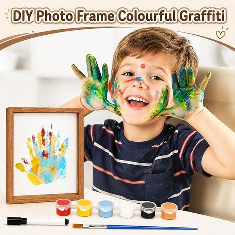 Kit d'empreintes de mains Clear Kit d'empreintes de mains avec 4 plaques en plexiglas 6 couleurs Instructions de pinceau et ongles non marquants Empreinte de pied pour bébé (1/2)