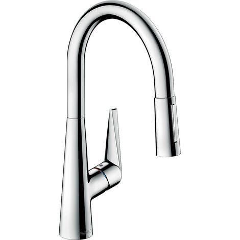 Hansgrohe – Mitigeur de cuisine avec douchette extractible – Bec orientable 110°/150° – Jet laminaire et pluie – Support aimanté MagFit – 72813000 (1/10)