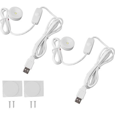 2 pièces LED spots professionnels 5V USB réglable rond petit pour vitrine bijoux entrée armoire lumière chaude (1/5)