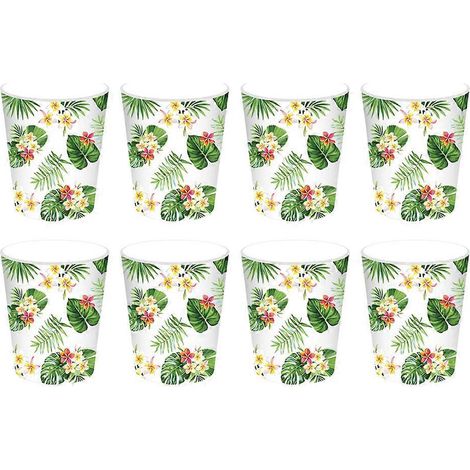 Lot de 16 gobelets en papier jetables pour thé, café et autres gourmandises. Décorations d'anniversaire hawaïennes.-M
