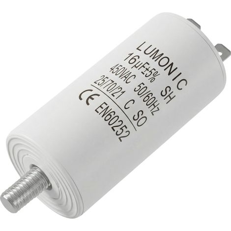 Condensateur de démarrage 16µF 450V  avec Prise De Courant I 34x70mm I 16uF I Condensateur de moteur avec boîtier en plastique I Condensateur de service I pour pompes, tondeuses à gazon, outi (1/5)