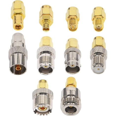 Kit de 10 adaptadores SMA macho a N/F/BNC/UHF/MCX/SMB/TV/TNC hembra (1/5)