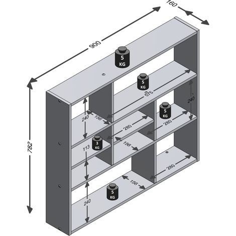 Etagère murale 9 niches 90x16x78,2 cm blanc (1/3)