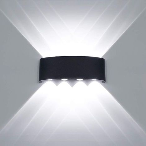 Applique murale LED étanche 8W – IP65 pour intérieur et extérieur – Aluminium noir – Design moderne avec effet superposé (1/5)
